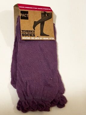 Pact Organic Cotton Women's Over-the-Knee Socks in Purple - NWT